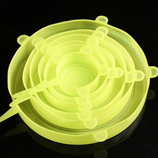 6 Pcs Silicone Cover Stretch Lids for Kitchen Microwave Food Covers Bowl Caps