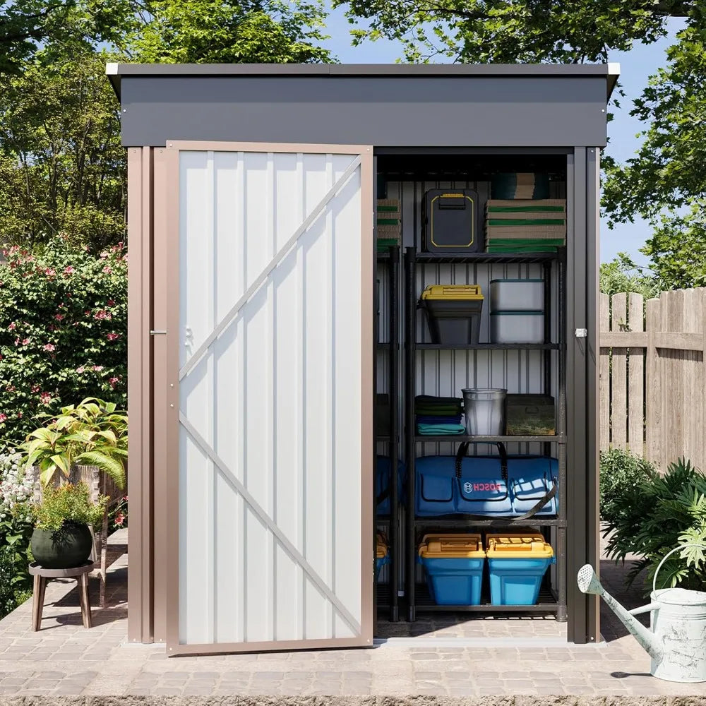 5'x3' Outdoor Storage Shed, Metal Tool Shed with Lockable Door,