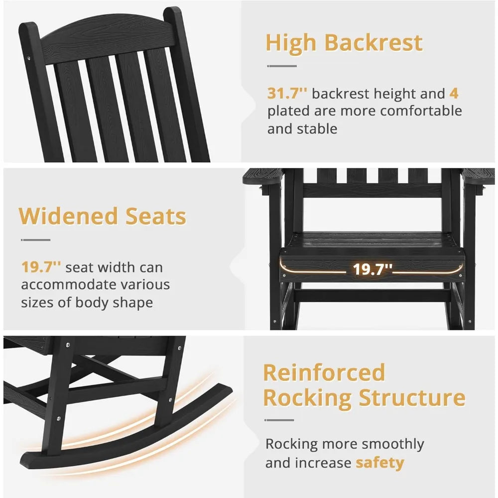 Outdoor Rocking Chairs Set of 3, 2 Chairs & 1 Table