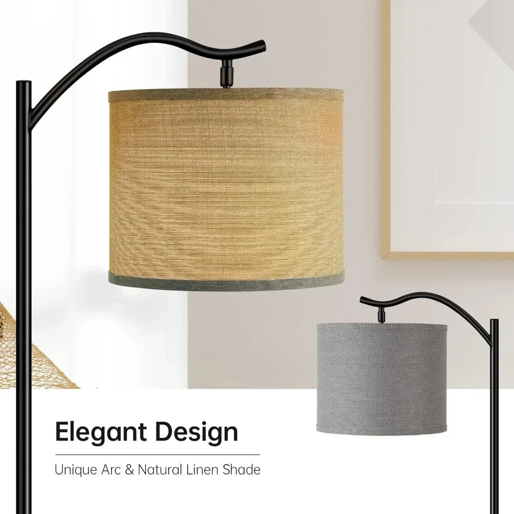 9W LED Arched Floor Lamp with Linen Shade,3 Brightness Levels