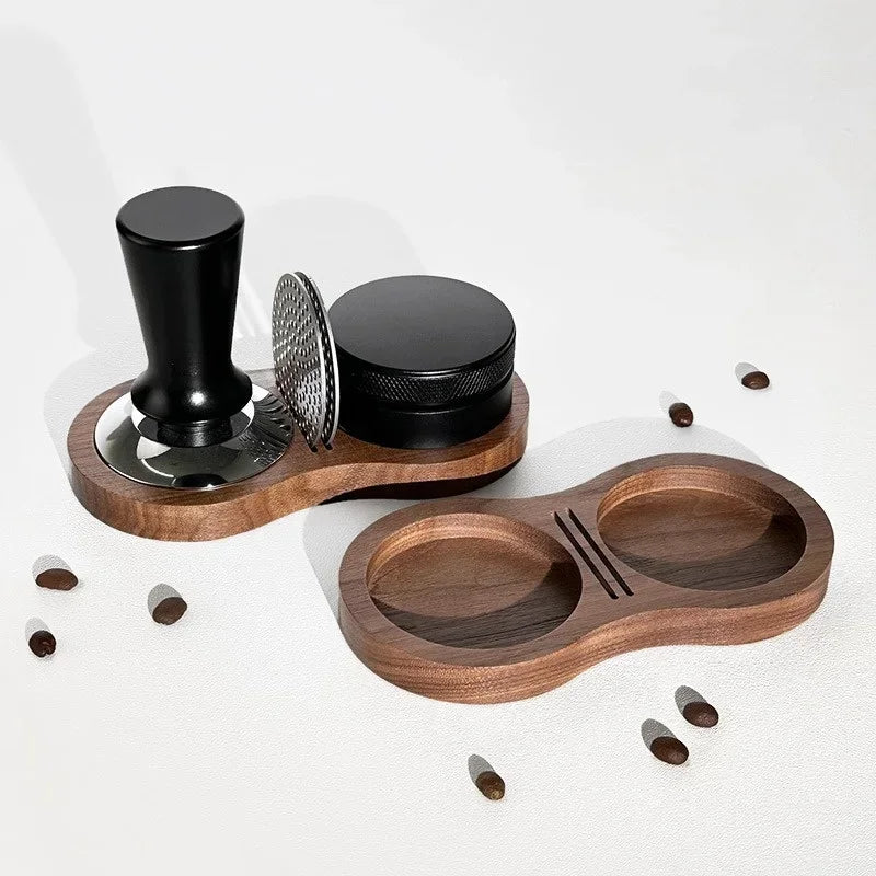 51/53/58MM Walnut Wood Coffee Tamper Mat Station