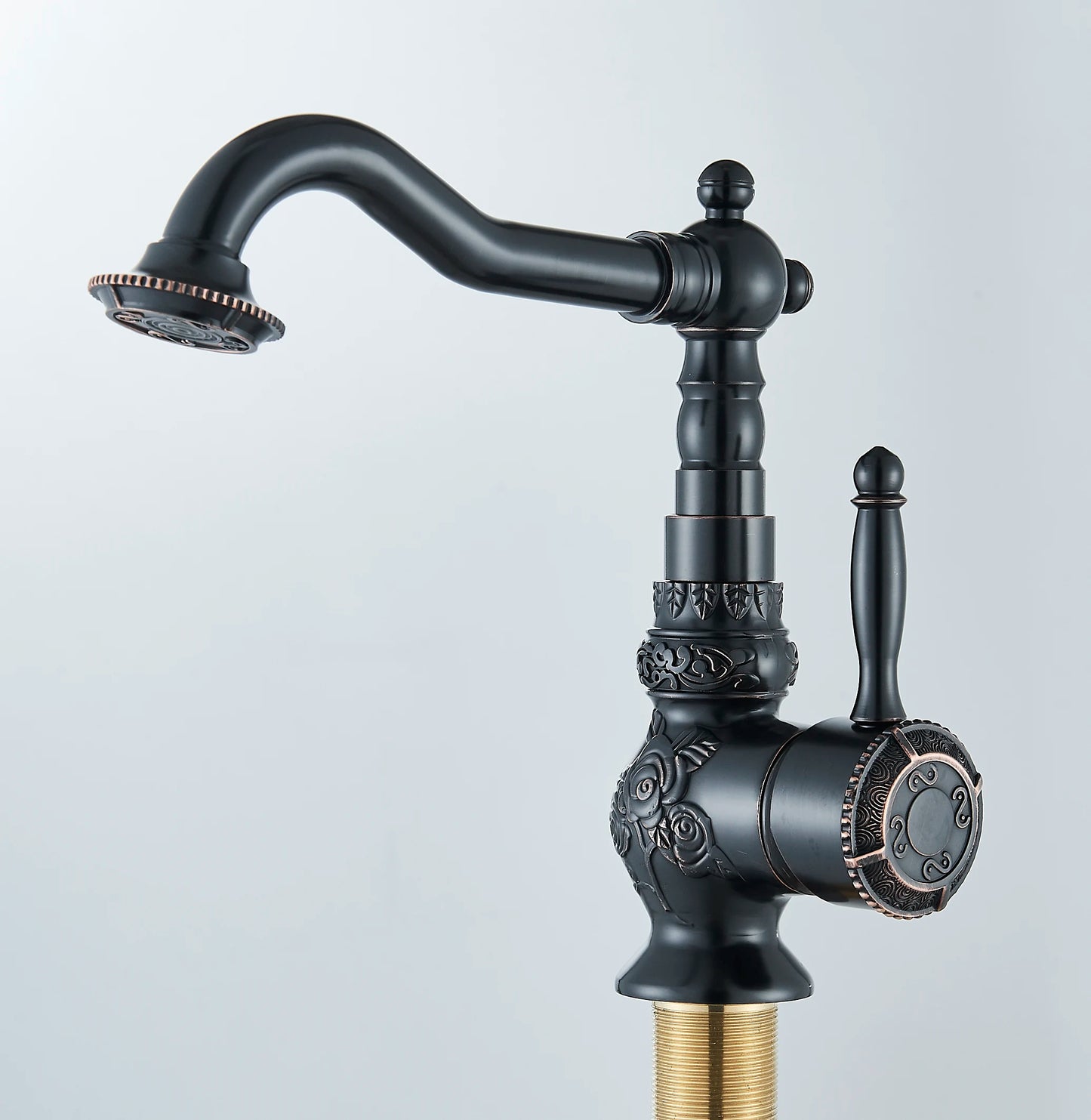 POIQIHY Basin Faucets Antique Brass Faucet Basin Carving Tap Rotation Single Handle Tap Mixer Taps Bathroom Vessel Sink Faucet