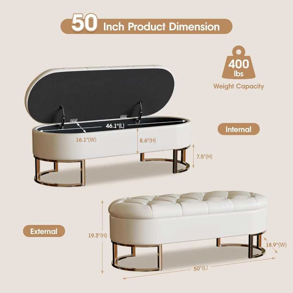 50" End of Bed Ottoman Bedroom Bench