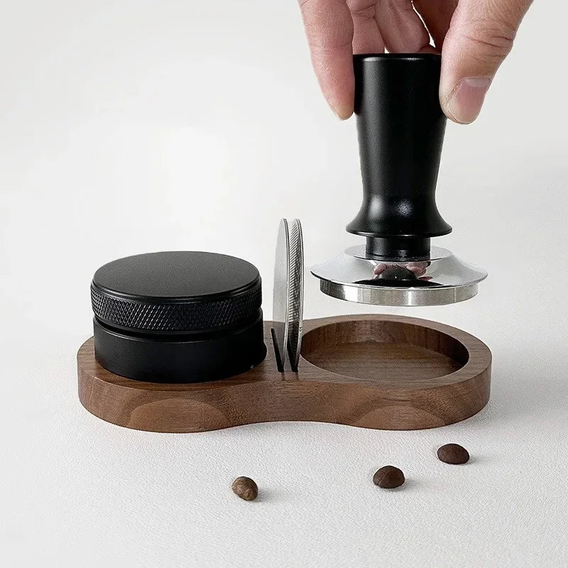51/53/58MM Walnut Wood Coffee Tamper Mat Station