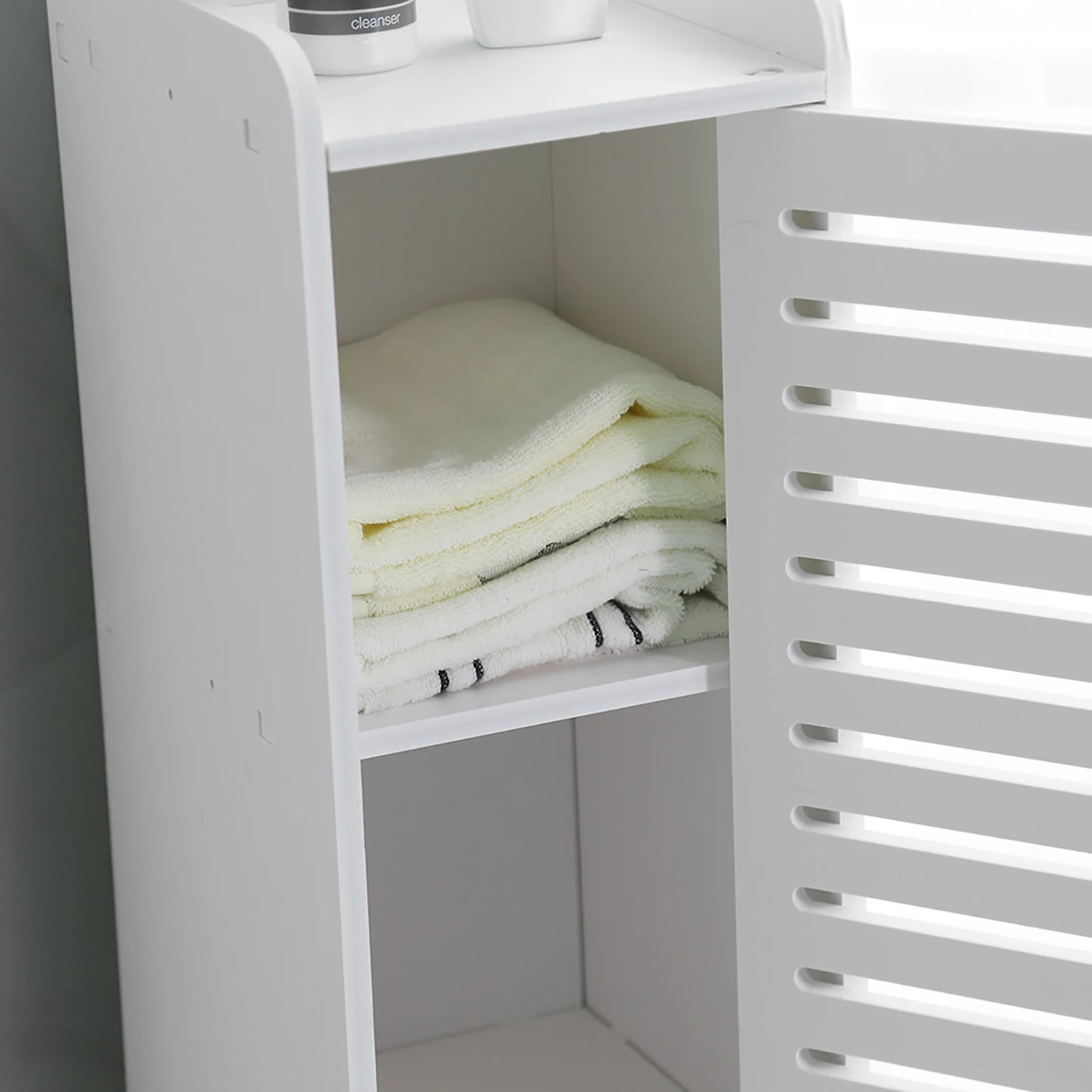 Wood Plastic Board Corner Cabinet Bathroom Fashionable Storage Shelf Rack Room Organizer