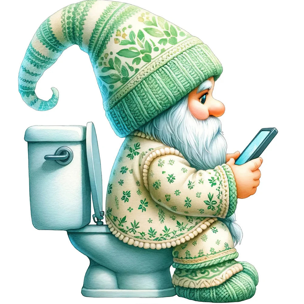 5D DIY Full Round Drill Diamond Painting Toilet Gnome Kit