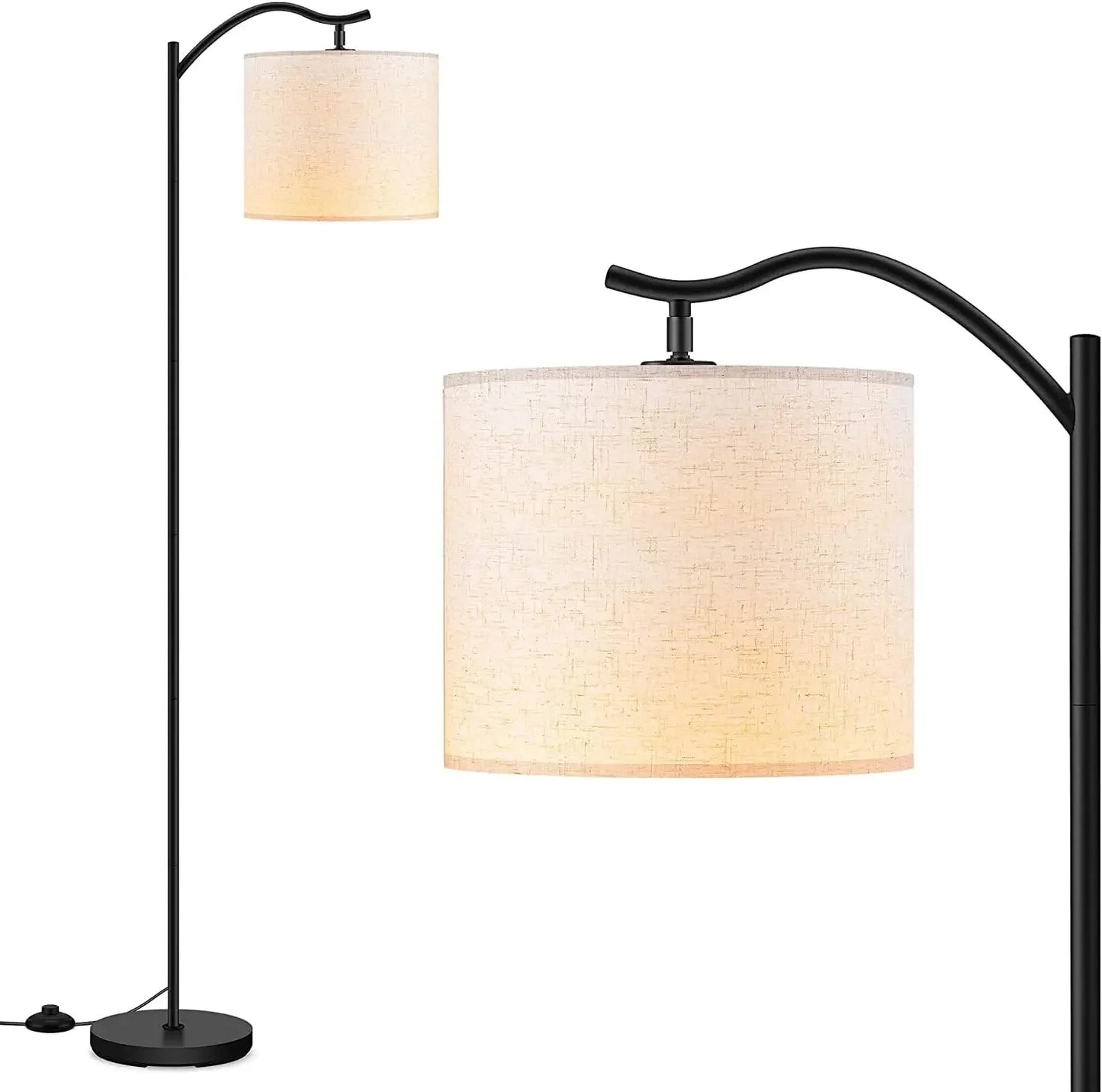 9W LED Arched Floor Lamp with Linen Shade,3 Brightness Levels