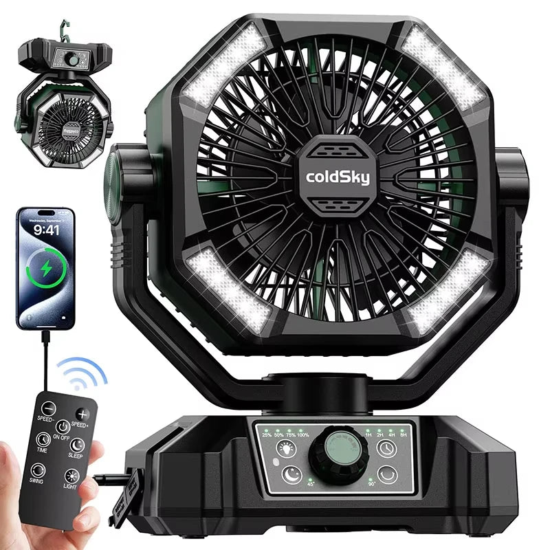 Cold Sky ,4 LED Lantern 8 Speeds Camping/ Desk Fan