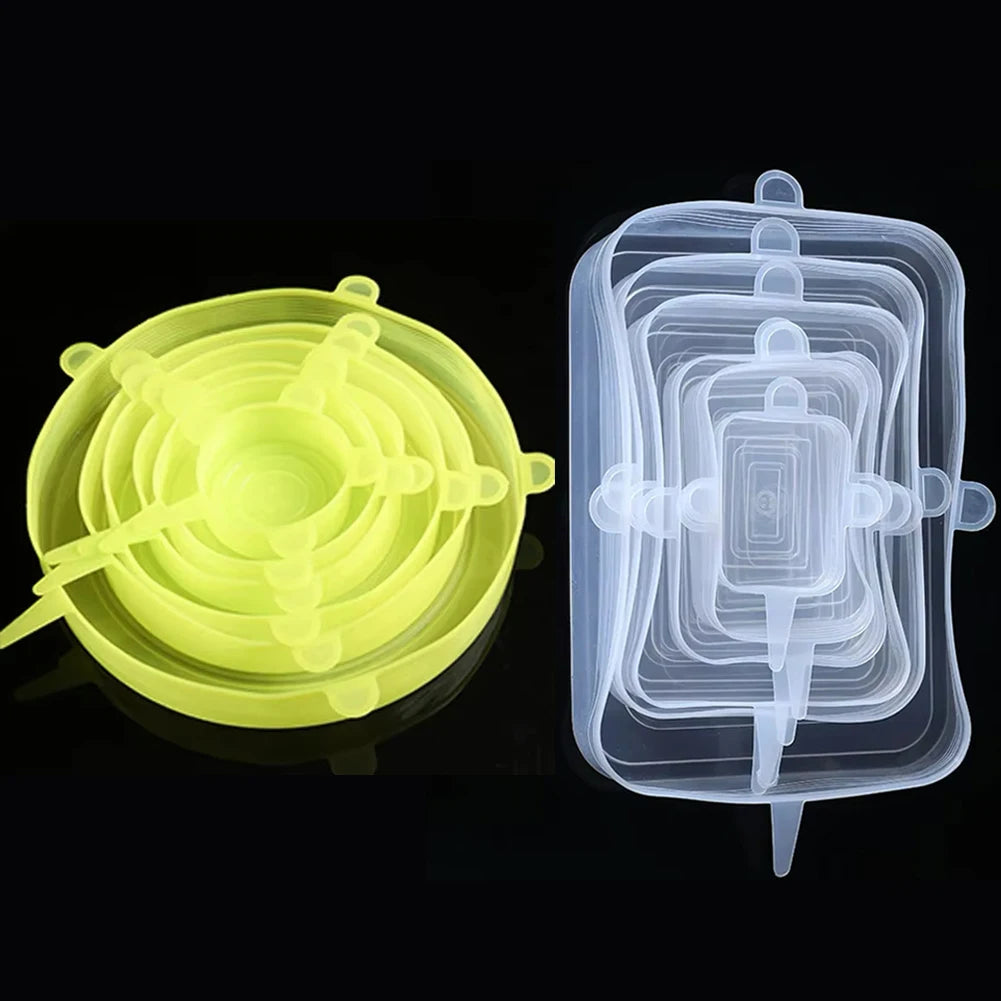 6 Pcs Silicone Cover Stretch Lids for Kitchen Microwave Food Covers Bowl Caps