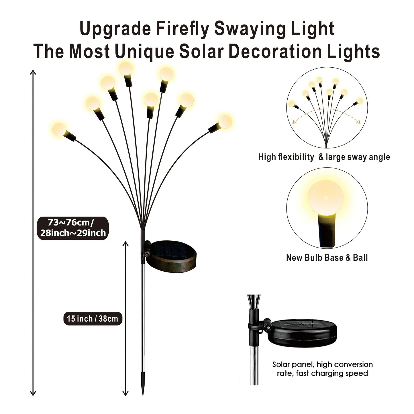 4 Pack 8 LED Solar Firefly Garden Light
