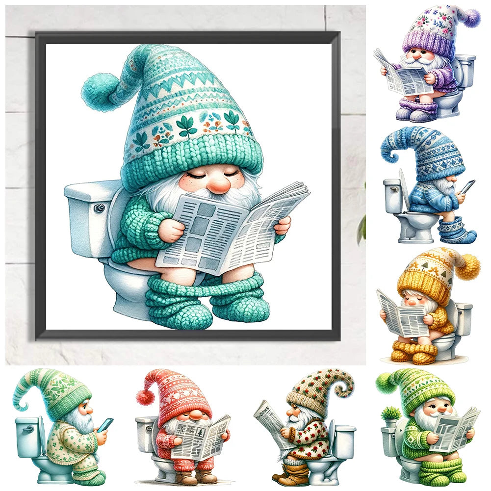 5D DIY Full Round Drill Diamond Painting Toilet Gnome Kit