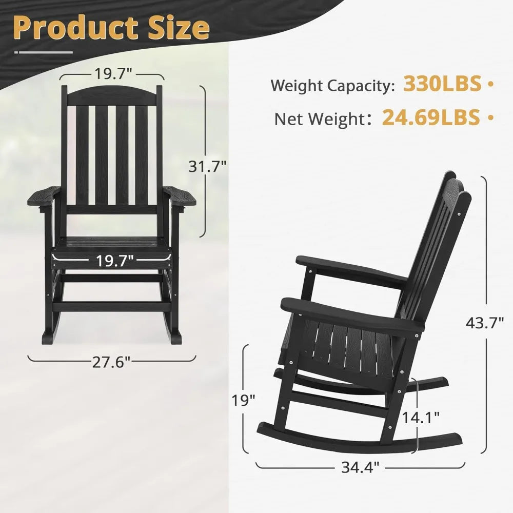 Outdoor Rocking Chairs Set of 3, 2 Chairs & 1 Table
