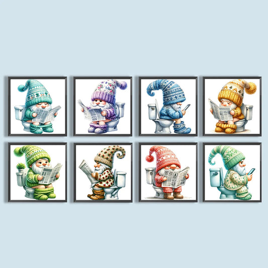 5D DIY Full Round Drill Diamond Painting Toilet Gnome Kit