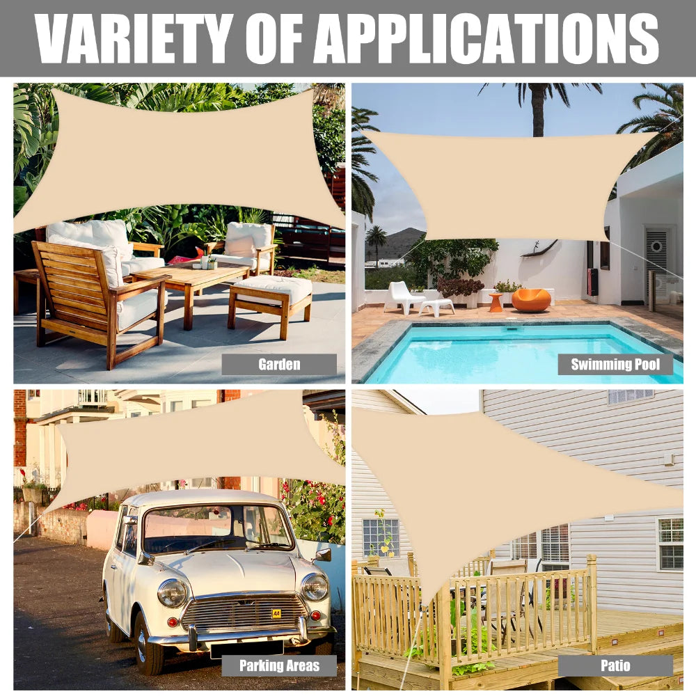 Sunshade Sail Outdoor Canopy 6/5/4/3M UV Block Shade Cloth Sunscreen Awning with Free Ropes