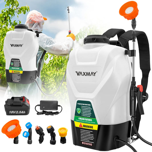VAXMAY 16L Backpack Sprayer 4 Gallon Battery Powered Garden Sprayer 75 PSI Electric Sprayer 2.5Ah Battery&Charger included