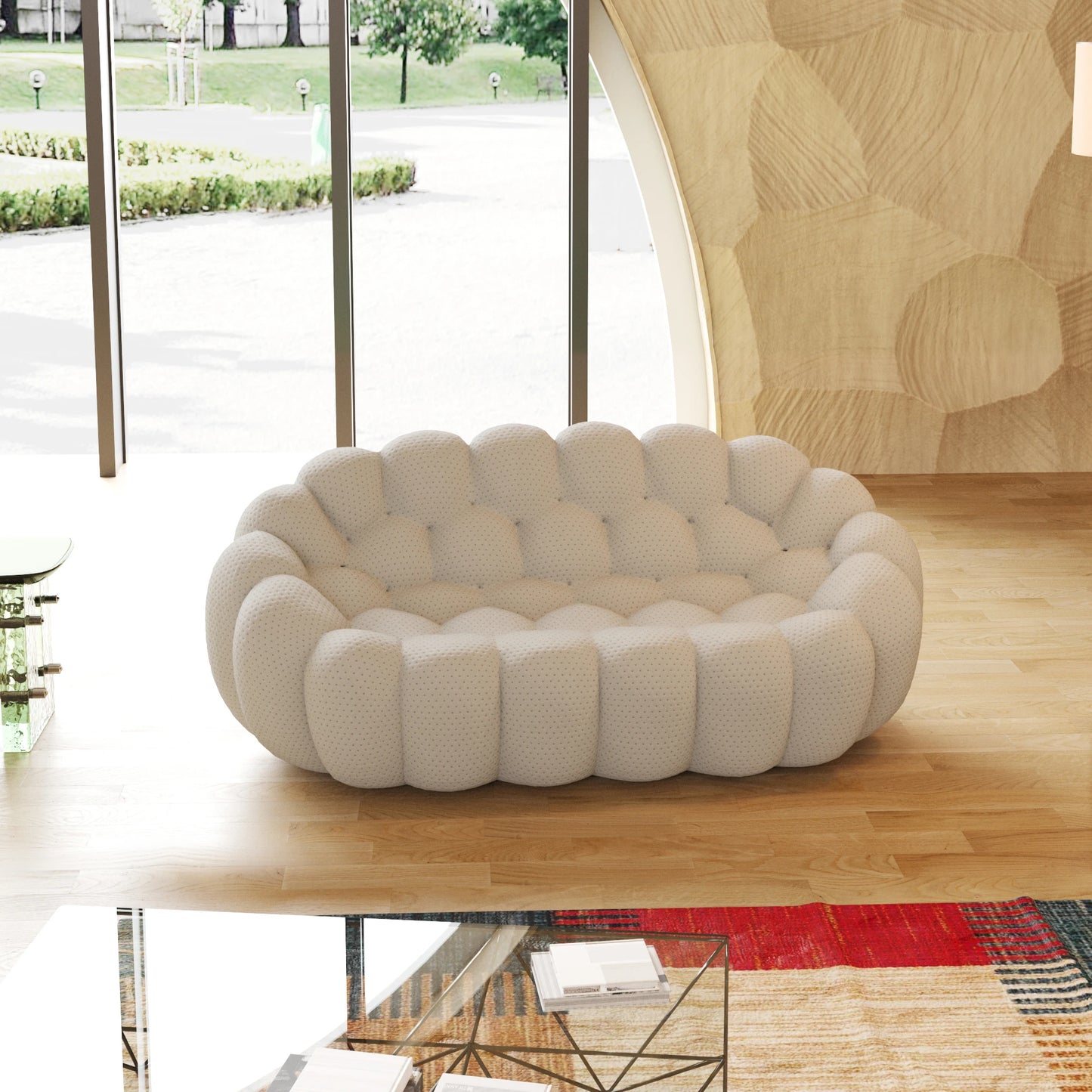Honeycomb Shape Curved Loveseat Couch