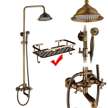 Shower Faucet Set Bathroom Shower Column with Shelf Rainfall