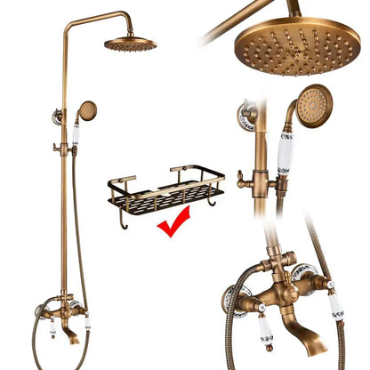 Shower Faucet Set Bathroom Shower Column with Shelf Rainfall