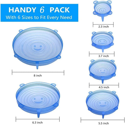 6 Pcs Silicone Cover Stretch Lids for Kitchen Microwave Food Covers Bowl Caps