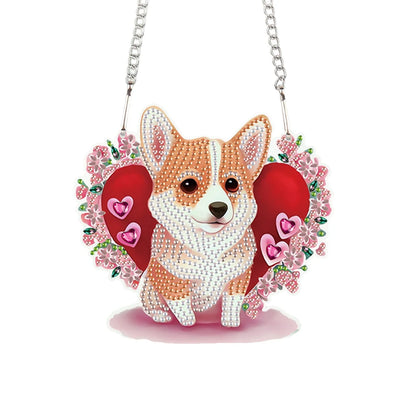 Valentines Day Love Puppy DIY Diamond Art Pendant Kit