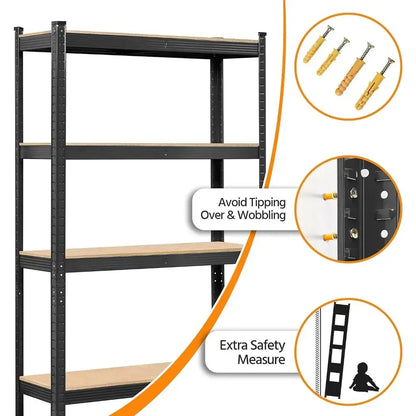 2/4pc 5Tier 35.5x12x71"Adjustable Metal Shelving Unit