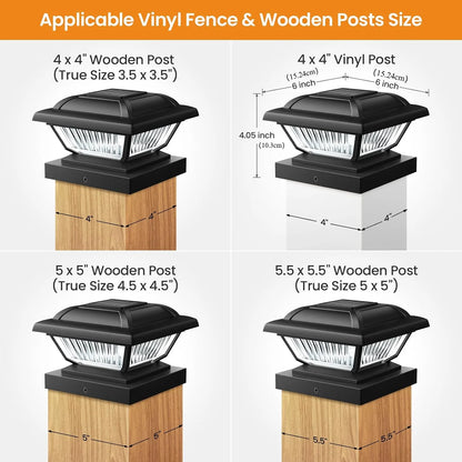 6/12 3.5x3.5-5.5x5.3 Pack Solar Post Cap Lights