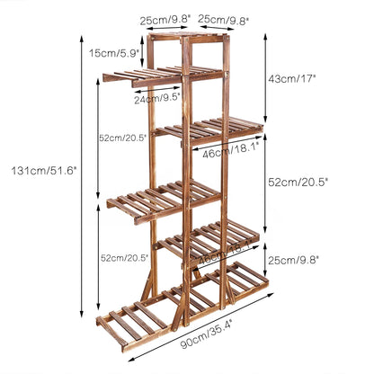 Reinforced 52" Tall 6 Tier Wood Plant Stand Corner Shelf