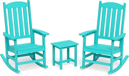 Outdoor Rocking Chairs Set of 3, 2 Chairs & 1 Table