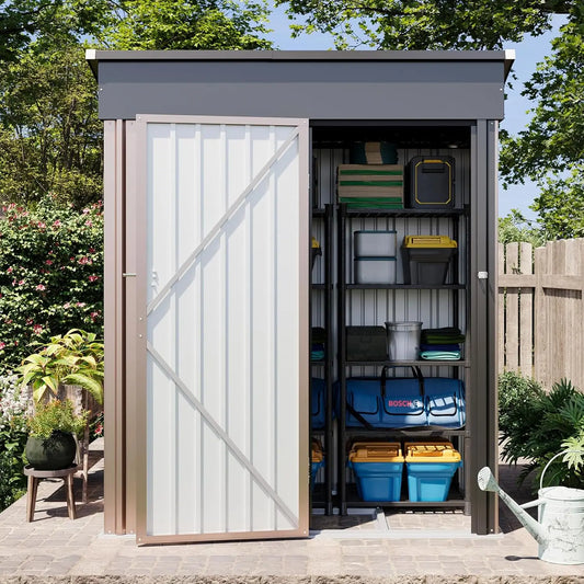 5'x3' Outdoor Storage Shed, Metal Tool Shed with Lockable Door,