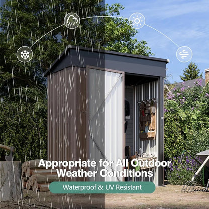 5'x3' Outdoor Storage Shed, Metal Tool Shed with Lockable Door,