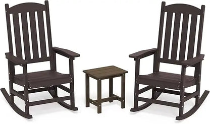 Outdoor Rocking Chairs Set of 3, 2 Chairs & 1 Table