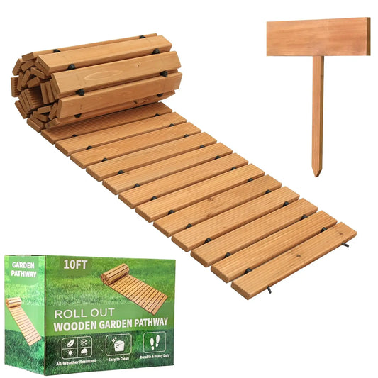 10FT Wooden Outdoor Roll Out Decorative Garden Walkway