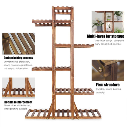 Reinforced 52" Tall 6 Tier Wood Plant Stand Corner Shelf