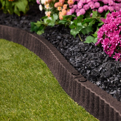 2' x 3" Brown Recycled Rubber Garden Border Landscape Edging - 8 Pack