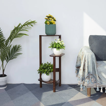 3 Tier Bamboo Tall Corner Plant Rack