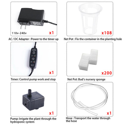 Hydroponics Growing System Kit,BHTNYOO 3 Layers/108 Sites Hydroponic Garden Vegetables and Herbs PVC-Pipe Cultivation Equipment