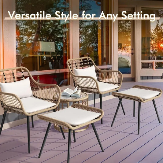 5 Piece Outdoor Wicker Furniture Set