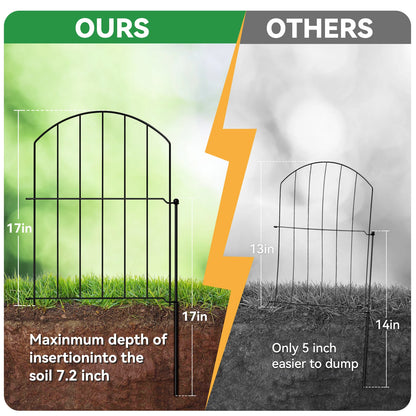 10 PCS, 17in(H) X 10ft(L) Arched No Dig Garden Fence Border with Metal Posts for Small Dog & Rabbit
