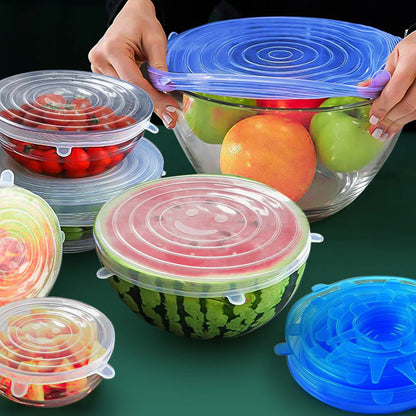 6 Pcs Silicone Cover Stretch Lids for Kitchen Microwave Food Covers Bowl Caps
