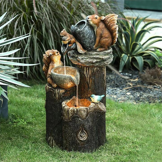 Duck /Squirrel Fountain Ornament with Light Water