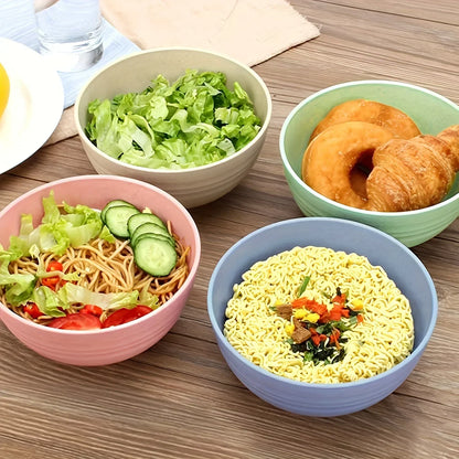 8 Piece Colorful 24 oz Wheat Straw Grain Bowl with Dust Cover