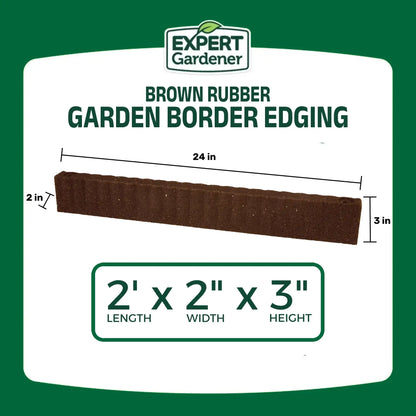 2' x 3" Brown Recycled Rubber Garden Border Landscape Edging - 8 Pack