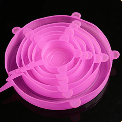 6 Pcs Silicone Cover Stretch Lids for Kitchen Microwave Food Covers Bowl Caps