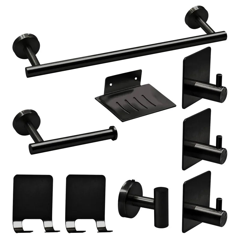 Bathroom Hardware Set 7Pcs Bathroom Towel Rack Including 16" Hand Towel Bars Toilet Paper Holders, Towel Rings, Robe Towel Hooks
