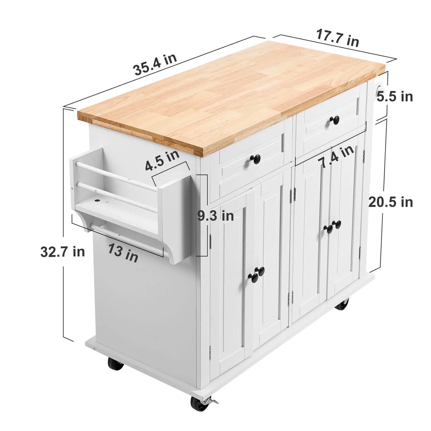 VEVOR 2-Door 1/2 3-Drawer Mobile Kitchen Island