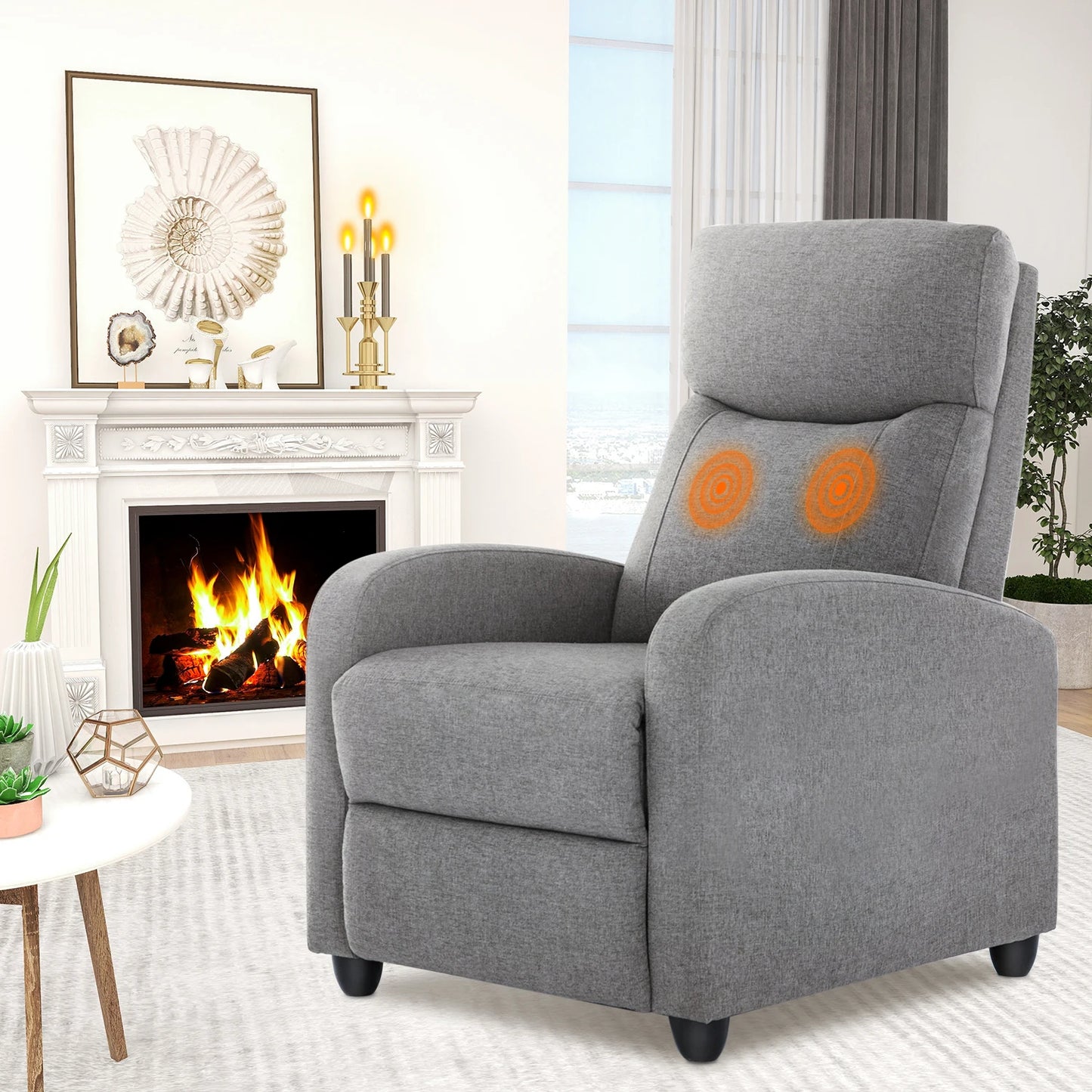 Recliner with Padded Seat Backrest & Massager