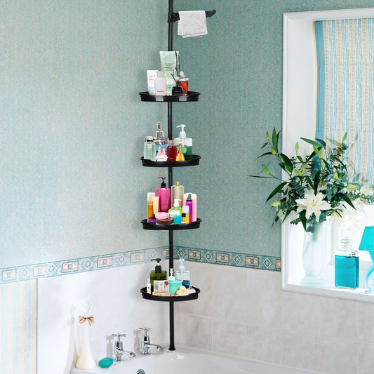 4-Tier Corner Shower Caddy with Rubber Pad,101.6 - 122 " H