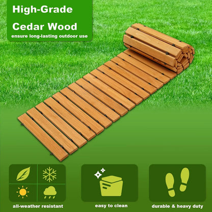 10FT Wooden Outdoor Roll Out Decorative Garden Walkway