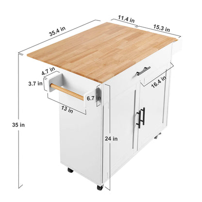 VEVOR 2-Door 1/2 3-Drawer Mobile Kitchen Island