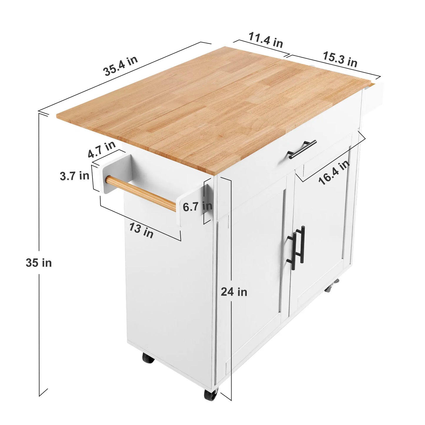 VEVOR 2-Door 1/2 3-Drawer Mobile Kitchen Island